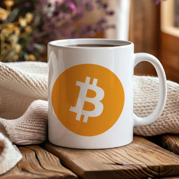 KUB330ABBTC1-002 Kubek Bitcoin Kryptowaluty wzór BTC1 Biały 330 ml