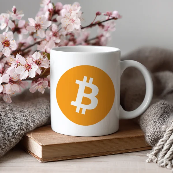 KUB330ABBTC1-003 Kubek Bitcoin Kryptowaluty wzór BTC1 Biały 330 ml