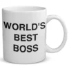 Kubek 330ml-A-Biały-z-nadrukiem-KUB330ABKJOB001-000 KUBEK WORLD'S BEST BOSS THE OFFICE Na PREZENT dla SZEFA