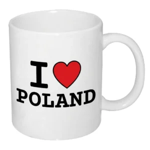 Kubek I LOVE POLAND na Prezent Serce Polska Biały 330 ml